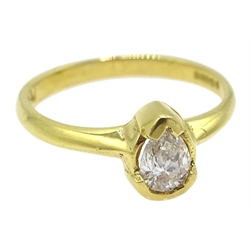  18ct gold pear shaped diamond ring, hallmarked  