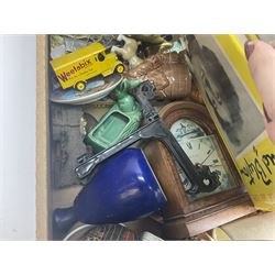 Selection of collectables, to include glass handbags, brass chargers, ceramics etc, in three boxes 