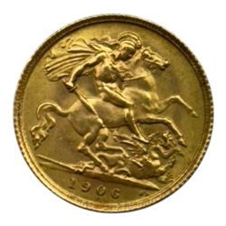 King Edward VII 1906 gold half sovereign coin