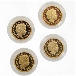 The Royal Mint United Kingdom gold proof pattern four coin set, comprising 'Forth Rail Bridge', 'Menai Straits Suspension Bridge', 'Egyptian Arch Railway Bridge' and 'Gateshead Millennium Bridge', cased with certificate