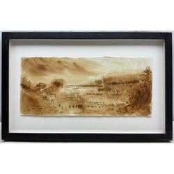 Kane Cunningham (British 1961-): 'Northdale towards Rosedale', limonite on paper, signed and titled verso 19cm x 43cm