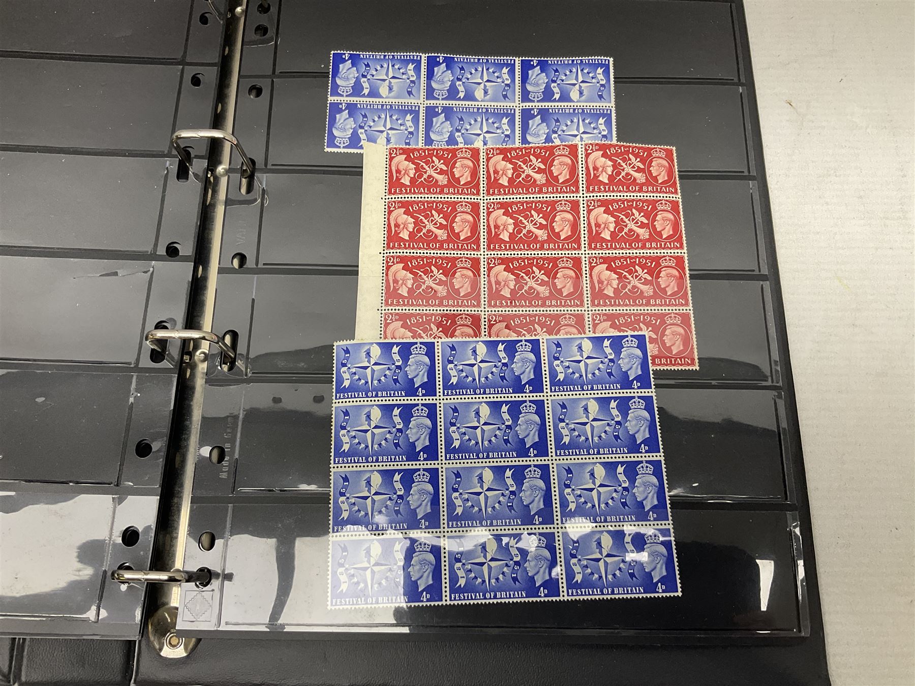 Stamps including various King George VI 12th May 1937 coronation, various 8th June 1946 Victory, various 1923-1948 Silver Wedding, Turks and Caicos Islands 'Raking Salt' mint marginal blocks of four etc, housed in two ring binder folders