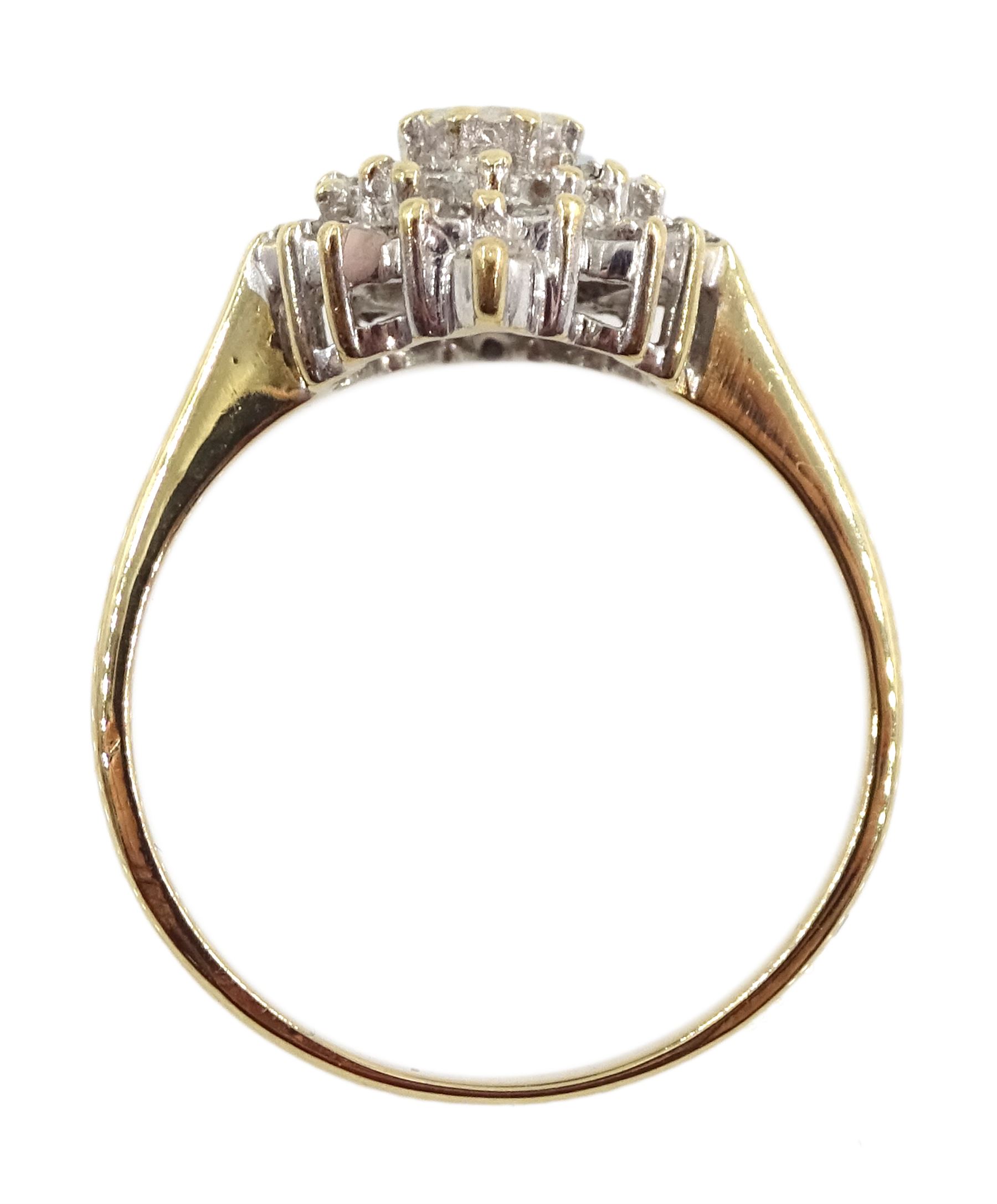 9ct gold diamond cluster ring, hallmarked