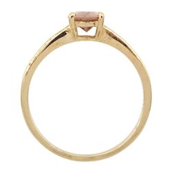 9ct gold single stone oval zircon ring, hallmarked