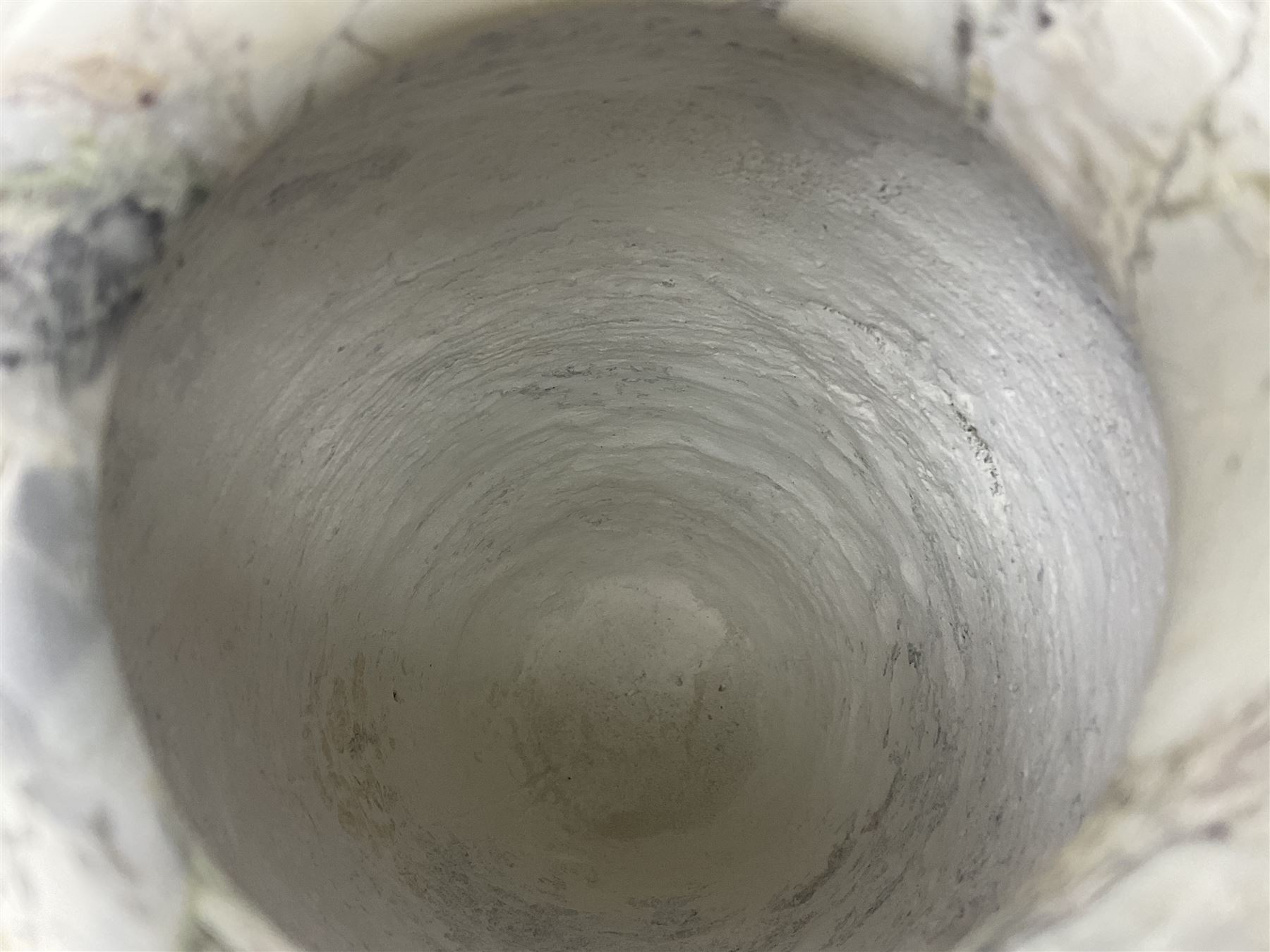 White marble vase, of baluster form, with grey, gold and green undertones, H30cm