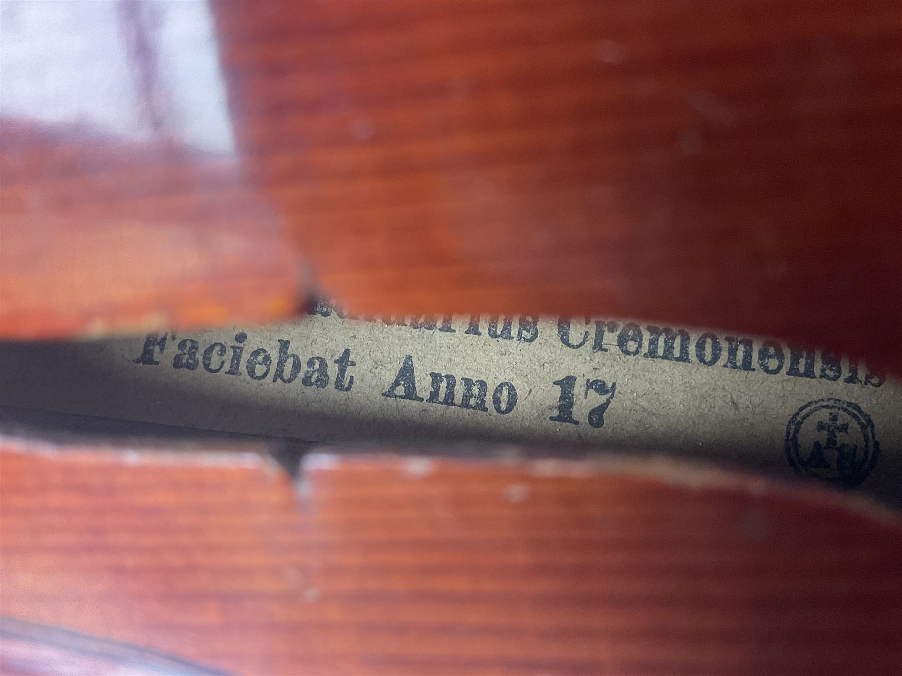 Saxony violin c1900 with 36cm two-piece maple back and ribs and spruce top; bears label 'Antonius Stradivarius Cremonensis Faciebat Anno 17**' L59cm overall; in carrying case