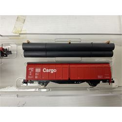 Trix Minitrix 'N' gauge - No.15272 DHL five-car set; boxed; and No.13982 set of three Cargo goods wagons; boxed (2)