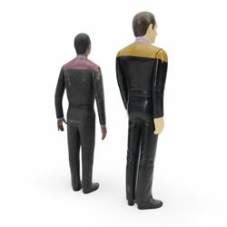 Four Bandai Playmates Star Trek Interspace Mini Playsets, comprising Romulan Warbird, Borg Ship, U.S.S Stargazer Starship and Collector's Edition Personal Communicator collector's no. 059464, together with a Bandai Playmates Star Trek Star Fleet Command International Edition Captain James Kirk Mr Spock In Interphase, all boxed or carded, together with two loose Star Trek figures