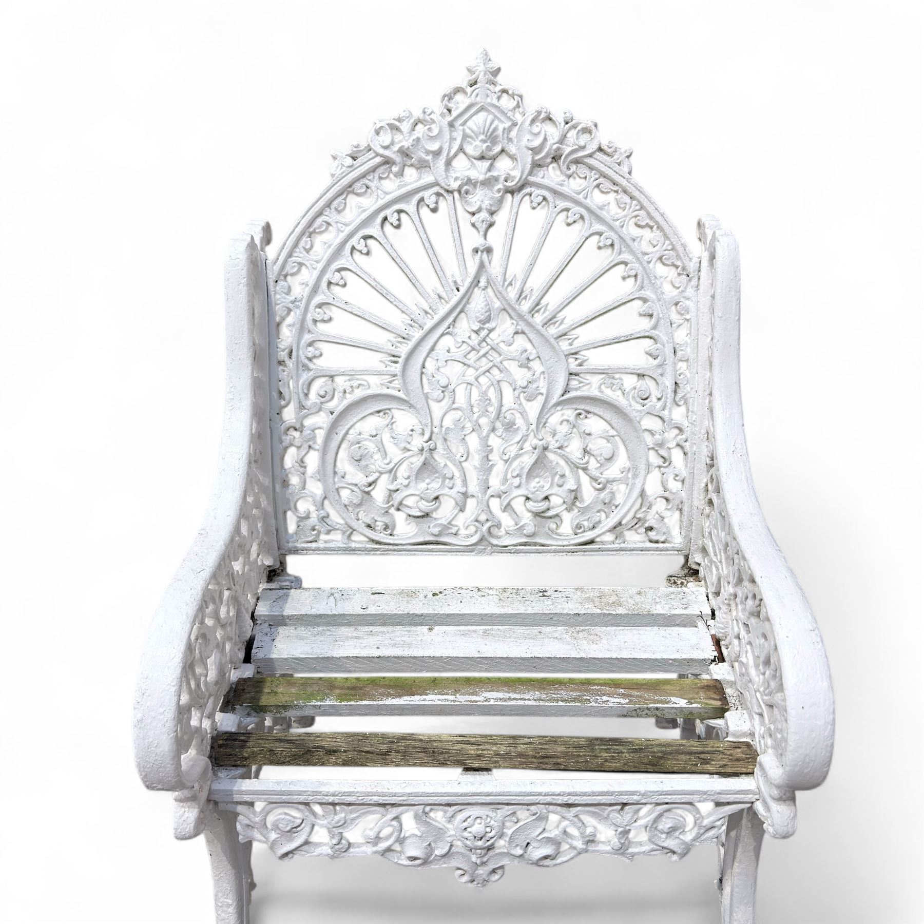 Pair of Coalbrookdale design cast aluminium garden chairs