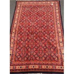  Araak blue ground rug, repeating field and border, 208cm x 133cm  