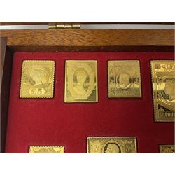 Danbury Mint sterling silver hallmarked stamp ingot set of twenty-five, housed in a fitted wooden case