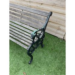 Cast metal and wood slatted garden bench - THIS LOT IS TO BE COLLECTED BY APPOINTMENT FROM DUGGLEBY STORAGE, GREAT HILL, EASTFIELD, SCARBOROUGH, YO11 3TX