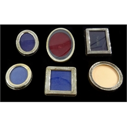  Six silver mounted freestanding miniature photograph frames hallmarked or stamped 925, 8.7cm diminishing  