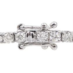 18ct white gold round brilliant cut diamond line bracelet, stamped 18K, total diamond weight approx 2.60 carat