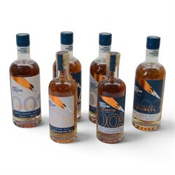 Spirit of Yorkshire Distillery, distillery projects maturing malts, full set of six, projects 001-004 70cl 46% vol and project 005, 006 50cl 46% vol