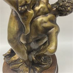 After Giambologna: Abduction of a Sabine Woman, bronze figure, on circular wooden base, H68cm