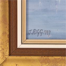 Jack Rigg (British 1927-2023): 'Welcome Break' - Misty Whitby Harbour, oil on canvas board signed and dated 1989, titled verso 39cm x 49cm