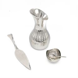 Georg Jensen stainless steel salt cellar and spoon designed by Helle Damkjer in original b...