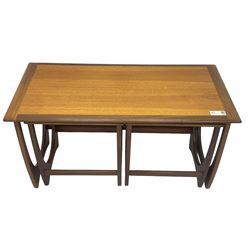 G-Plan - teak 'Astro' long-john nest of three tables, large rectangular coffee table and two square nesting tables