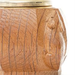 Mouseman - oak octagonal table lighter with carved mouse signature by the workshop of Robert Thompson, Kilburn, H7cm