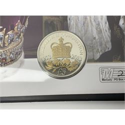 Three Mercury coin covers, comprising ‘The Queen Elizabeth II and Queen Victoria Coronation Anniversary Double Commemorative’ 31st July 2013, ‘The Flown Dambusters Anniversary Silver Coin Cover’ and ‘The Trenches First World War Centenary Silver Coin Cover’, each housed in a Westminster folder