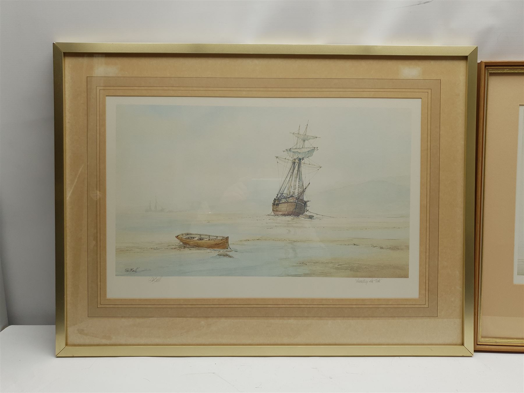 David C Bell (British 1950-): 'Awaiting the Tide' and 'Lincoln Castle', two colour prints signed and titled in pencil, max 32cm x 50cm (2)