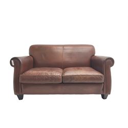 Laura Ashley - 'Exmoor' two seat sofa, upholstered in tan leather