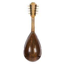 Early 20th century Italian bowl back mandolin, with bone tuners and faux tortoiseshell tailpiece, in hard carry case