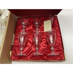 Two boxed sets of Stuart Crystal drinking glasses, together with a collection of other cut glass and crystal, Royal Stafford tea wares, etc