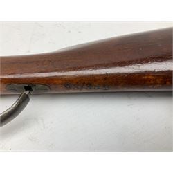 Westley Richards .310 Cadet Martini action rifle, the 63.5cm smooth bored barrel with one barrel band, walnut stock stamped 93/352 with hinged compartment to butt, serial no.3365, L103cm