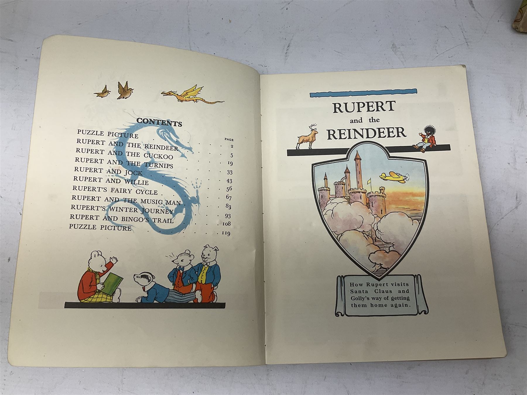Collection of Vintage children's annuals, to include a number of Rupert the Bear examples dating from the 1940's, comprising 'The New Rupert Book' 1947, 'More Adventures of Rupert' 1947, 'A New Rupert Book' 1945, 'Rupert In More Adventures' 1944,  'More Rupert Adventures' 1943 and two examples of 'The Rupert Book' dated 1941 and 1948