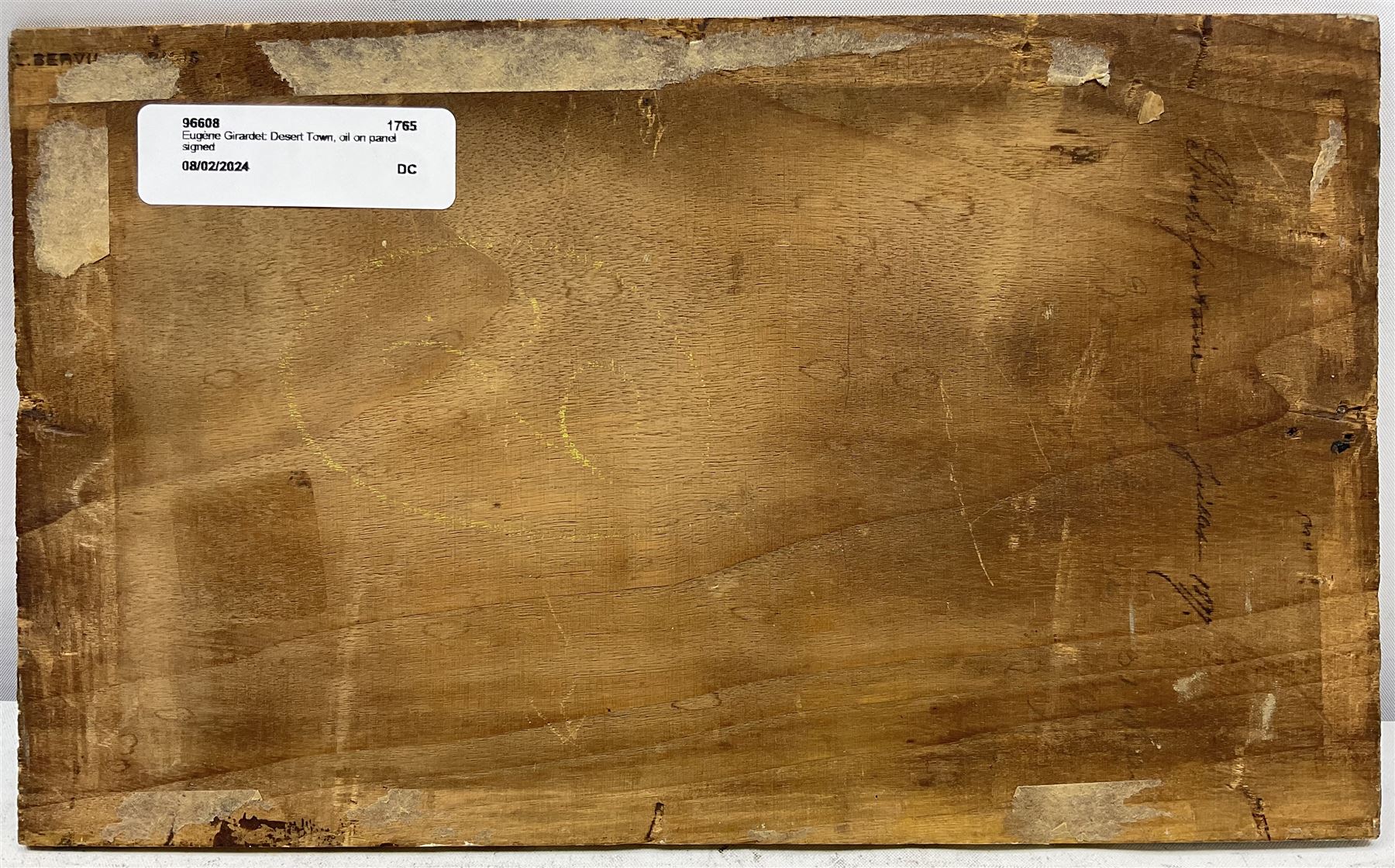 Eugène Alexis Girardet (French 1853-1907): Desert Town, oil on panel signed, indistinctly titled and dated 1877 verso 14cm x 23.5cm