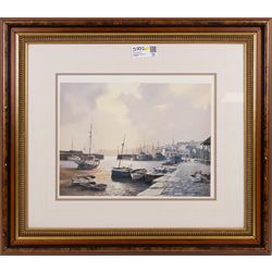 After Don Micklethwaite (British 1936-): Harbour Scenes, two signed prints in matching frames, overall 60cm x 70cm (2)