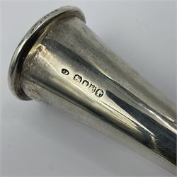 Victorian silver novelty table lighter, modelled in the form of a horn, hallmarked Joseph Braham, London 1887, L19cm