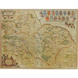  'The North Riding of Yorkshire'- Ducatus Eboracensis Pars Borealis, 17th century map by Jan Jansson from his 'Novus Atlas' Amsterdam 39cm x 50.5cm   