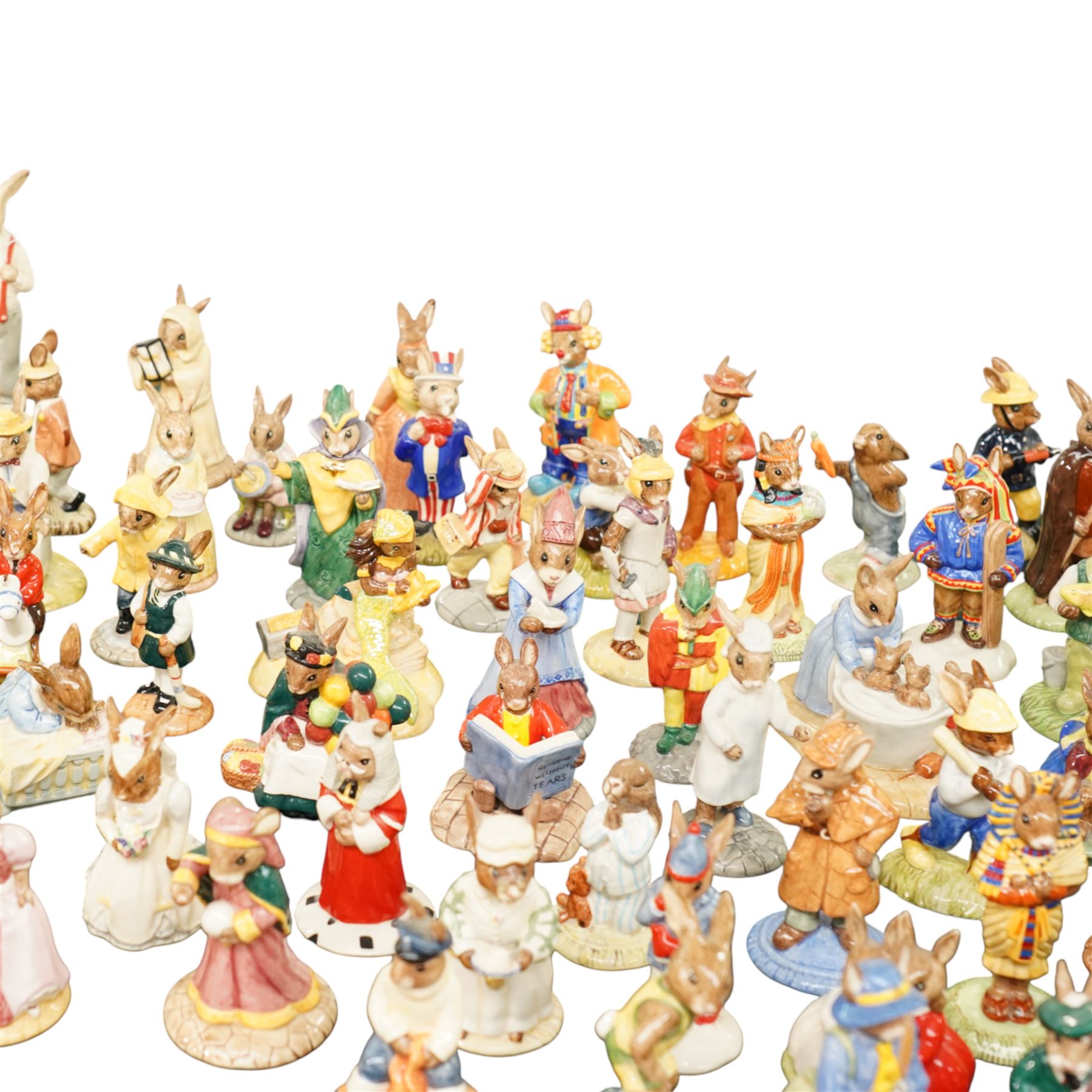 Large and extensive collection of Royal Doulton Bunnykins figures, the majority with certificates, approximately 140 overall, and a similarly large collection of boxes 