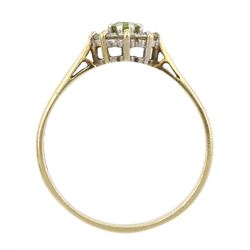 9ct gold stone set flower head cluster ring, hallmarked