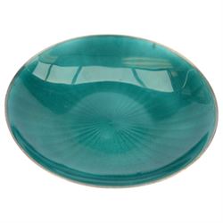 Mid 20th century Norwegian silver and guilloche enamel trinket dish by David Andersen, of circular form, with green guilloche enamel centre, stamped beneath D-A 925S Norway Sterling, D8cm
