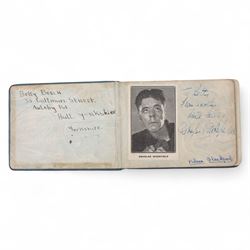 1930s autograph book containing various signatures from theatre performers and musicians, ...