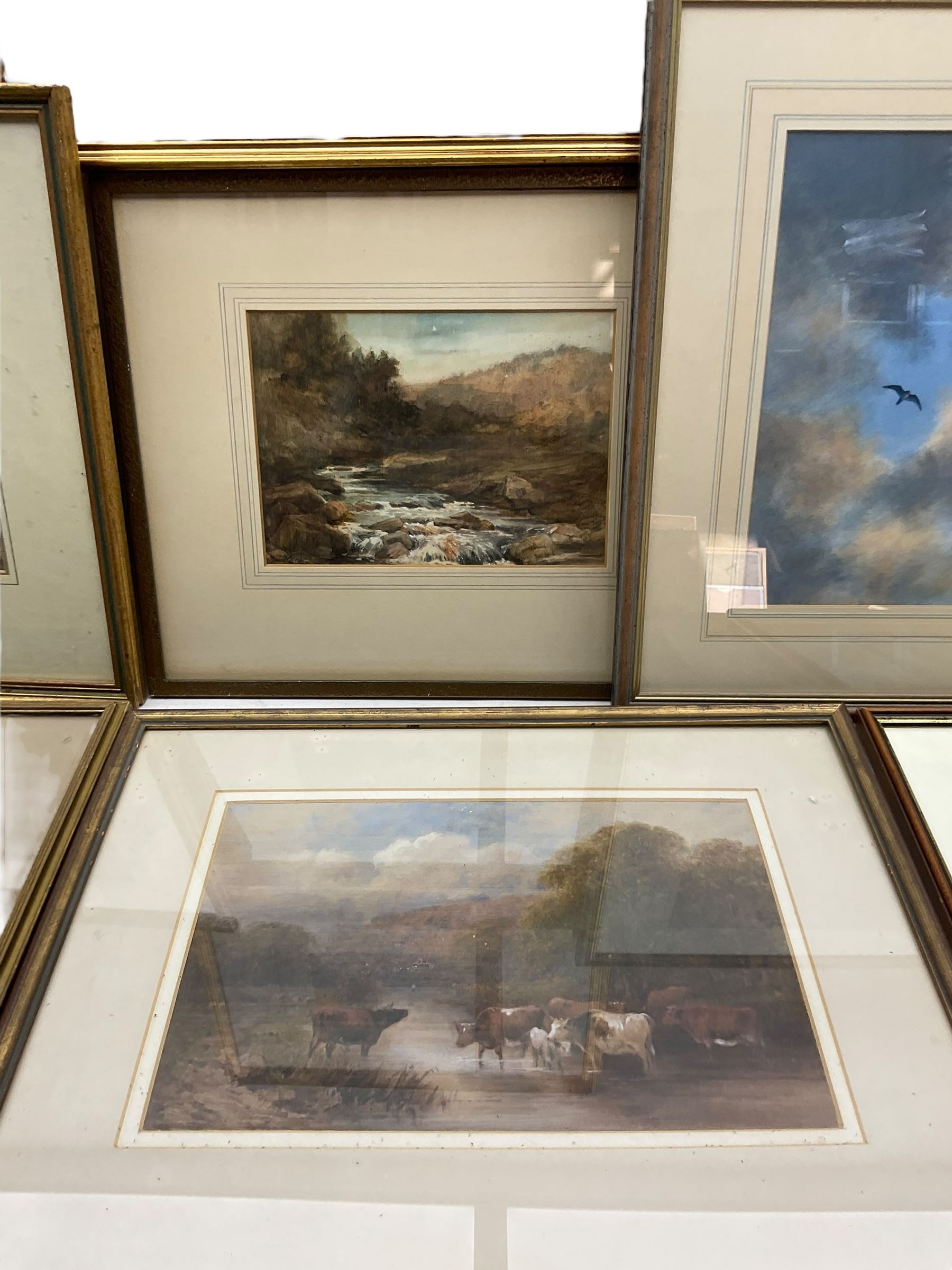 Fleetwood Charles Varley (British 1863-1942): Beck in the Valley of Desolation - Bolton Woods and Lake Landscape, two watercolours signed, together with six further watercolours variously signed 