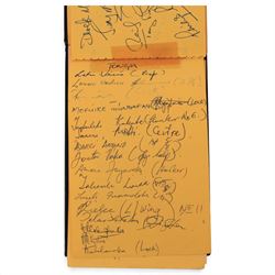 1987 Rugby Union World cup autograph book, with signatures of teams including New Zealand, Wales, Ireland, Tonga, Romania, Italy, Canada and Australia