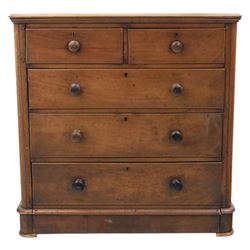 Victorian mahogany chest, fitted with two short and three long drawers