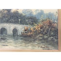 T Wilton (British 19th/20th century): 'Pulborough - Sussex' and 'Evening, Eashing - Surrey', pair watercolours signed, titled on the mount 25cm x 50cm (2)