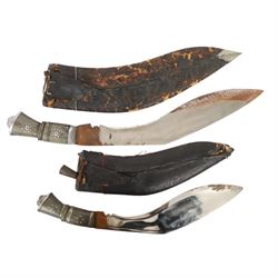 Gurka Kukri, together with two smaller examples and a Japnese folding knife 