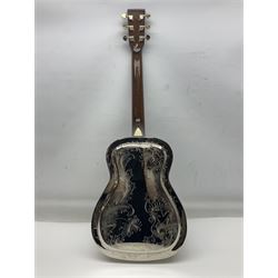 Ozark Dobro chromium plated on brass National style resonator guitar with foliate engraving L98cm; in Ritter soft carrying case