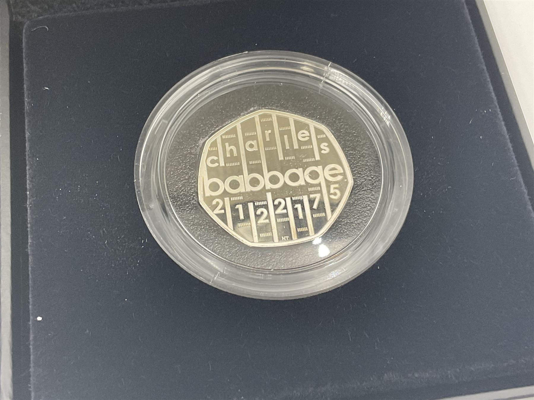 Three The Royal Mint United Kingdom silver proof piedfort fifty pence coins, 2021 'John Logie Baird', 2021 'Charles Babbage' and 2022 'Alan Turing', all cased with certificates