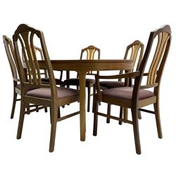 Nathan - teak oval extending dining table (99cm x 153cm - 205cm, H75cm ); and a set of six chairs