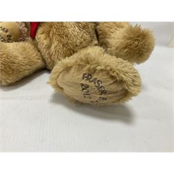 Eight annual Fraser Bears, by House of Fraser, dating between 2012 and 2019, tallest H35cm