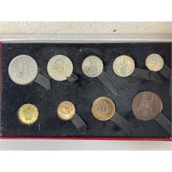 King George VI 1950 nine coin set, housed in the original Royal Mint red card box