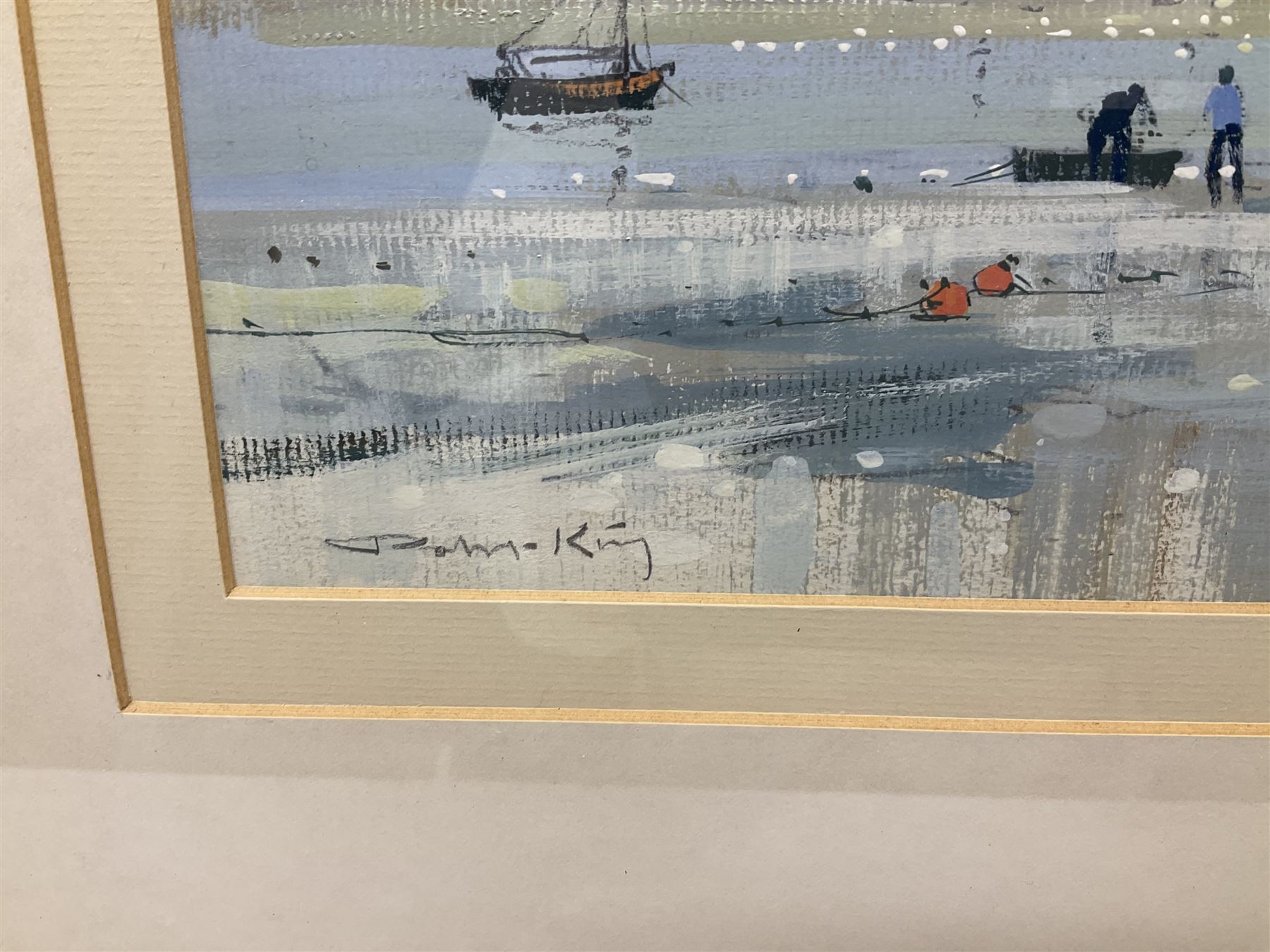 Robert King (British 1936-): 'Woodbridge After Rain', gouache signed, titled on exhibition label verso 27cm x 54cm 
Provenance: exh. The Mall Galleries, Carlton House Terrace, London, label verso
